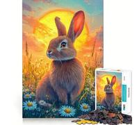 Puzzle da 1000 pezzi per ragazzi con coniglietto in fiore - Gioco di precisione,stimolante per lo sviluppo cognitivo,ideale per momenti di relax e decorazioni natalizie (50x75cm)
