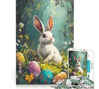 Puzzle da 1000 pezzi per ragazzi con coniglietto pasquale e uovo da dipingere, antistress, per divertimento in famiglia, compleanno e Natale 50x75cm