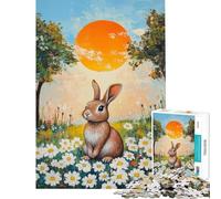 Puzzle da 1000 pezzi per ragazzi con coniglietto tra i fiori Giochi divertenti e coinvolgenti per coltivare la pazienza ideale come regalo di compleanno o per coppie (dimensioni 38x52cm)