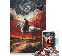 Puzzle da 1000 pezzi per ragazzi con cowboy, cavallo, galassia e corvi, giochi educativi, attività divertenti da fare a casa, ideale come regalo 50x75cm