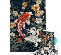 Puzzle da 1000 pezzi per ragazzi con crisantemi e laghetto di carpe koi un'opera d'arte unica da realizzare con un giocattolo fai-da-te per adulti (38x52cm) compleanno e Natale