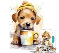 Puzzle da 1000 pezzi per ragazzi con cucciolo all'ora del caffè Difficile e stimolante perfetto come decorazione gioco educativo per ragazzi dai 14 anni in su 50x75cm