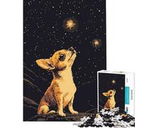 Puzzle da 1000 pezzi per ragazzi con cucciolo di Chihuahua stile retrò pixel art gioco divertente e coinvolgente per coltivare la pazienza regalo di compleanno per tutta la famiglia (75x50cm)