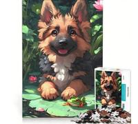 Puzzle da 1000 pezzi per ragazzi con cucciolo e rana su una ninfea, gioco rompicapo, difficile e stimolante, ideale come regalo per tutta la famiglia 50x75cm