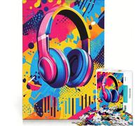 Puzzle da 1000 pezzi per ragazzi con cuffie su uno sfondo colorato gioco rompicapo taglio di precisione compleanno e Natale 38x52cm