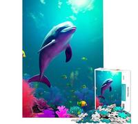 Puzzle da 1000 pezzi per ragazzi con delfini e coralli gioco per famiglie sfida per l'intelligenza giocattolo avvincente regalo per il Secret Santa migliora la memoria (dimensioni 38x26cm)