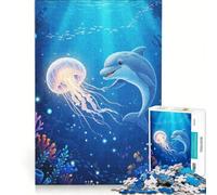Puzzle da 1000 pezzi per ragazzi con delfini e meduse sottomarini, giocattolo antistress, attività divertenti da fare in casa, ottimo regalo per gli appassionati di videogiochi 38x26cm