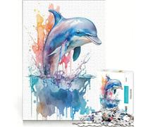 Puzzle da 1000 pezzi per ragazzi con delfino ad acquerello, gioco educativo, decorazione da parete, per rafforzare l'amore tra le coppie 38x52cm