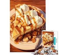 Puzzle da 1000 pezzi per ragazzi con deliziosa fetta di torta al caramello e panna montata Gioco stimolante rompicapo antistress regalo di compleanno (dimensioni 38x26cm)