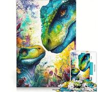 Puzzle da 1000 pezzi per ragazzi con dinosauri ad acquerello in un ambiente floreale gioco educativo difficile regalo di compleanno regalo di viaggio 50x75cm
