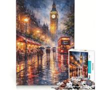 Puzzle da 1000 pezzi per ragazzi con dipinto colorato di Londra, decorazione murale giocattolo, passatempo ideale durante le vacanze a casa, per rafforzare l'amore tra le coppie 38x26cm