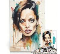 Puzzle da 1000 pezzi per ragazzi con dipinto di Angelina Jolie, gioco divertente, stimolante da completare, ideale come regalo per tutta la famiglia 38x52cm
