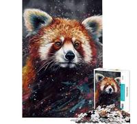 Puzzle da 1000 pezzi per ragazzi con dipinto di panda rosso puzzle per adulti antistress decorazione perfetta divertimento a casa (dimensioni 38x26cm)