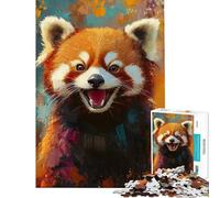 Puzzle da 1000 pezzi per ragazzi con dipinto di panda rosso puzzle per adulti gioco interattivo decorazione murale compleanno e Natale (dimensioni 50x75cm)