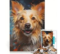 Puzzle da 1000 pezzi per ragazzi con dipinto di un cane felice, giocattolo fai-da-te, migliora la memoria, collezione per artisti, belle arti 50x75cm