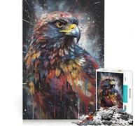 Puzzle da 1000 pezzi per ragazzi con dipinto di un falco gioco educativo decorazione da parete compleanno e Natale 38x52cm