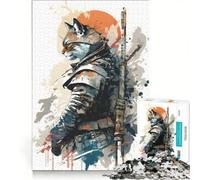 Puzzle da 1000 pezzi per ragazzi con dipinto di un gatto samurai gioco educativo divertente attività da fare a casa collezione d'artista belle arti 50x75cm
