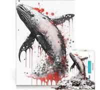 Puzzle da 1000 pezzi per ragazzi con dipinto di una balena megattera, gioco educativo, decorazione murale, per rafforzare l'amore tra le coppie 50x75cm