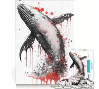 Puzzle da 1000 pezzi per ragazzi con dipinto di una balena megattera, gioco educativo, decorazione murale, per rafforzare l'amore tra le coppie 38x26cm