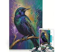 Puzzle da 1000 pezzi per ragazzi con dipinto di uno storno colorato su un ramo, gioco educativo, divertente antistress, regalo di Natale o compleanno 38x26cm