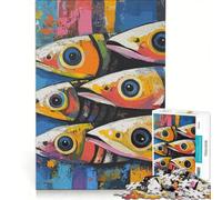 Puzzle da 1000 pezzi per ragazzi con disegno di pesci colorati in stile pop art ideale per giochi in famiglia taglio di precisione e regali unici per compleanno e Natale 50x75cm