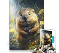 Puzzle da 1000 pezzi per ragazzi con disegno di un castoro ad acquerello, gioco per famiglie, attività divertenti da fare a casa, per rafforzare l'amore tra le coppie 38x26cm