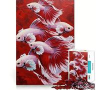 Puzzle da 1000 pezzi per ragazzi con disegno di un pesce Betta su sfondo rosso Gioco di squadra perfetto,stimolante per lo sviluppo cognitivo,ideale come o attività rilassante e divertente