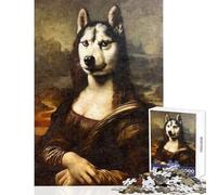 Puzzle da 1000 pezzi per ragazzi con divertente husky e la Monna Lisa gioco educativo regalo di compleanno (38x26cm)