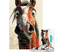 Puzzle da 1000 pezzi per ragazzi con divertente ritratto di cavallo giochi per famiglie giocattoli educativi regali per il Secret Santa adatto alle coppie (dimensioni 38x52cm)