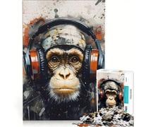 Puzzle da 1000 pezzi per ragazzi con DJ Monkey e cuffie giochi educativi divertimento a casa collezione d'artista belle arti 50x75cm