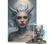 Puzzle da 1000 pezzi per ragazzi con donna dai capelli bianchi e corna,gioco di concentrazione mentale,bordi lisci e tagliati con precisione,ideale come regalo di Natale (38x52cm)
