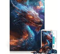 Puzzle da 1000 pezzi per ragazzi con drago blu fantasy e bestia,disegno dai bordi precisi,gioco di logica,divertimento rilassante,regalo di Natale artistico 50x75cm