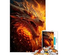 Puzzle da 1000 pezzi per ragazzi con drago di fuoco scintillante sfida educativa antistress giocattolo educativo adatto a partire dai 14 anni (38x52cm)