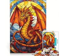 Puzzle da 1000 pezzi per ragazzi con drago e vetrata, gioco impossibile, allena la mente e la mano, regalo di compleanno, regalo 50x75cm
