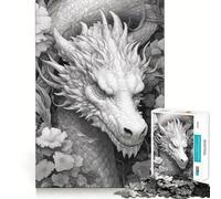 Puzzle da 1000 pezzi per ragazzi con drago in bianco e nero,giunture lisce,divertimento cognitivo,gioco casual,regalo festivo per il tempo libero (38x52cm)