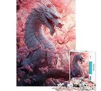 Puzzle da 1000 pezzi per ragazzi con drago Sakura bianco attività divertenti da fare a casa gioco educativo per tutta la famiglia per ragazzi dai 14 anni in su (38x52cm)