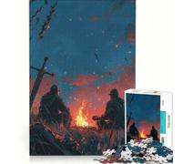 Puzzle da 1000 pezzi per ragazzi con due cavalieri guerrieri giocattolo fai-da-te antistress intellettuale adatto come decorazione da scrivania 38x26cm