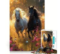 Puzzle da 1000 pezzi per ragazzi con due cavalli al galoppo, intagli precisi, gioco divertente per allenare la concentrazione e creare un'atmosfera rilassante, regalo di Natale (38x52cm)