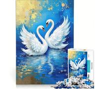 Puzzle da 1000 pezzi per ragazzi con due cigni innamorati decorazione murale compleanno 38x52cm
