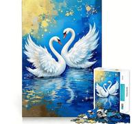 Puzzle da 1000 pezzi per ragazzi con due cigni innamorati, incastro perfetto, gioco di sfida mentale, divertimento rilassante, scena natalizia (38x52cm)
