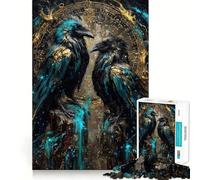 Puzzle da 1000 pezzi per ragazzi con due corvi e cerchio astrologico dorato, incastro perfetto, gioco divertente e stimolante per il tempo libero, decorazione natalizia da parete (38x52cm)