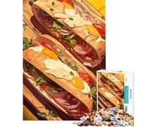 Puzzle da 1000 pezzi per ragazzi con due deliziosi panini su tavola di legno gioco educativo e stimolante ideale per rilassarsi e alleviare lo stress (dimensioni 38x26cm)