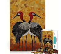 Puzzle da 1000 pezzi per ragazzi con due gru su sfondo dorato, intagli precisi, gioco divertente per allenare la concentrazione e creare un'atmosfera rilassante, regalo di Natale (38x26cm)