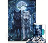 Puzzle da 1000 pezzi per ragazzi con due lupi nella giungla giocattolo educativo decorazione per la casa con poster e foglio di curiosità abbinati 50x75cm