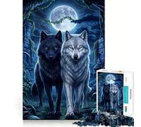 Puzzle da 1000 pezzi per ragazzi con due lupi nella giungla, ritagli precisi, gioco cognitivo divertente, gioco per il tempo libero, decorazione natalizia per la casa (38x52cm)