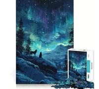 Puzzle da 1000 pezzi per ragazzi con due lupi ululanti, gioco di incastro preciso, sfida mentale, divertimento e tranquillità, scena natalizia (50x75cm)