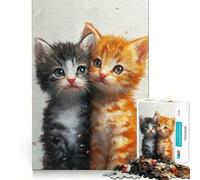 Puzzle da 1000 pezzi per ragazzi con due simpatici gattini, decorazione per incastri precisi, gioco per esercizi mentali, gioco per il tempo libero, regalo di Natale divertente (38x26cm)