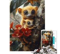 Puzzle da 1000 pezzi per ragazzi con due simpatici ritratti di lemuri dorati di bambù Puzzle per adulti gioco pratico taglio di precisione divertente attività da fare a casa (dimensioni 38x52cm)