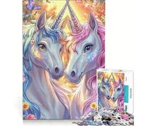 Puzzle da 1000 pezzi per ragazzi con due unicorni in fiore gioco educativo regalo di compleanno collezione d'artista opera d'arte 50x75cm