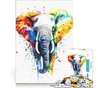 Puzzle da 1000 pezzi per ragazzi con elefante colorato ad acquerello, gioco interattivo, migliora la memoria, compleanno e Natale 38x52cm